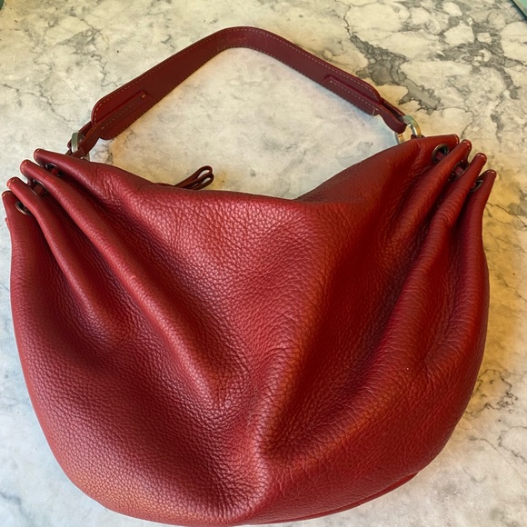 PETER KENT - FINE LEATHER purse - shoulder bag with silver metal accents - Picture 1 of 7